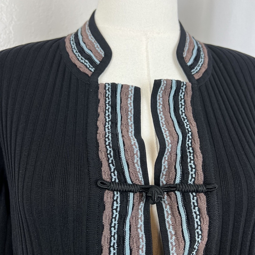 VTG Misook Sweater Womens Small Black Mandarin Collar Old Money Preppy Academia - Picture 2 of 11